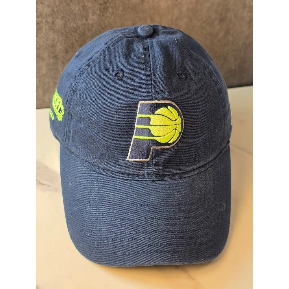 Adidas Indiana Pacers 2013 NBA Playoffs Hat Navy Blue Neon Yellow Strapback Cap